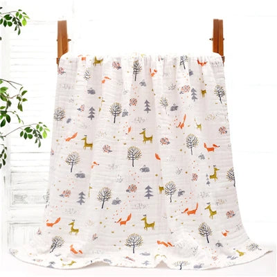 350G six layers gauze blanket for kids pure cotton blanket throws 100% cotton active printing soft bath towel cartoon pattern