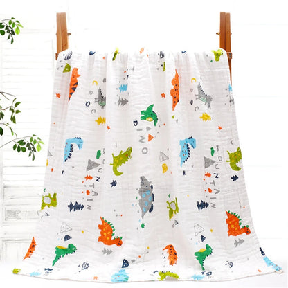 350G six layers gauze blanket for kids pure cotton blanket throws 100% cotton active printing soft bath towel cartoon pattern