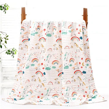 350G six layers gauze blanket for kids pure cotton blanket throws 100% cotton active printing soft bath towel cartoon pattern