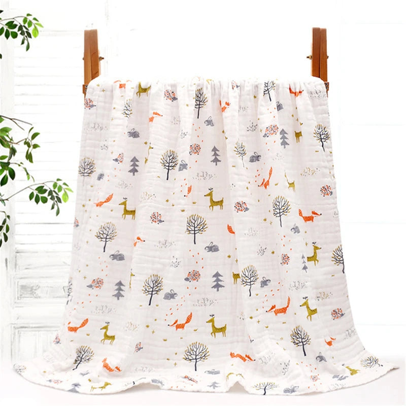 350G six layers gauze blanket for kids pure cotton blanket throws 100% cotton active printing soft bath towel cartoon pattern