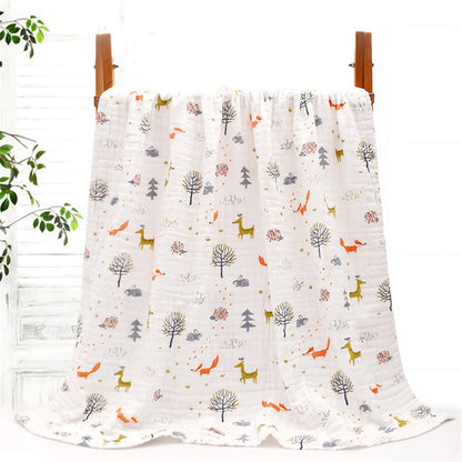 350G six layers gauze blanket for kids pure cotton blanket throws 100% cotton active printing soft bath towel cartoon pattern
