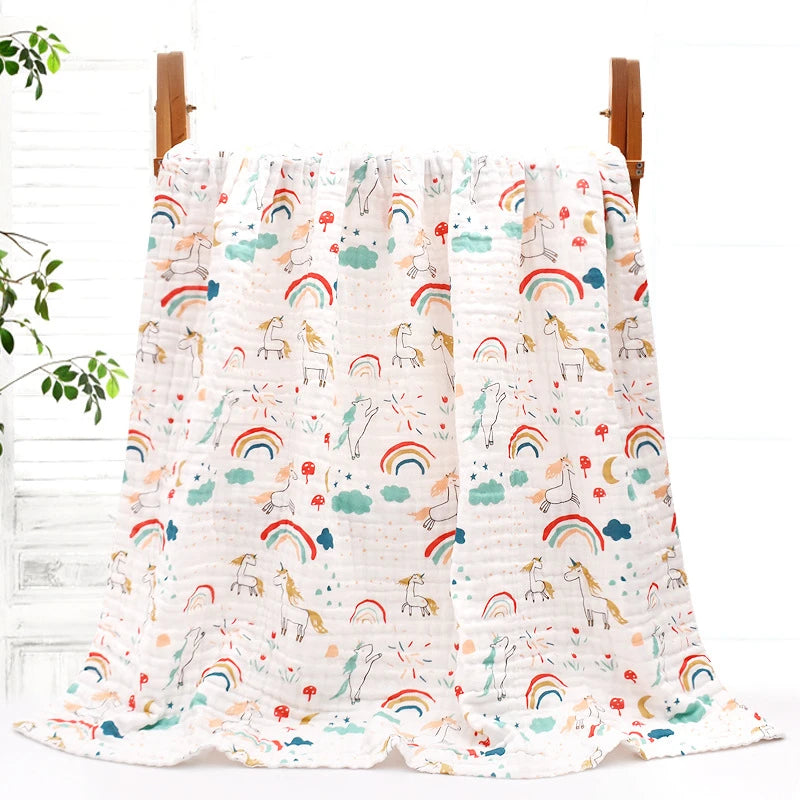 350G six layers gauze blanket for kids pure cotton blanket throws 100% cotton active printing soft bath towel cartoon pattern