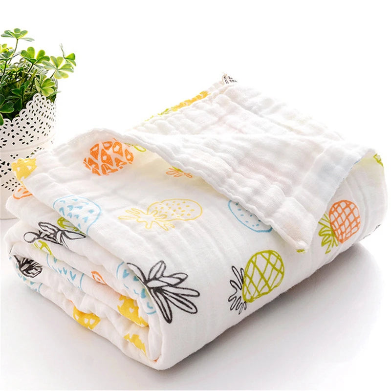 350G six layers gauze blanket for kids pure cotton blanket throws 100% cotton active printing soft bath towel cartoon pattern