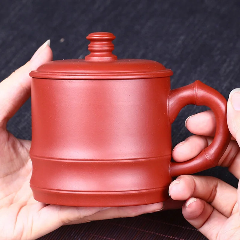 350cc Handmade Purple Clay Dragon Tea Mug Household Personal Tea Cup Raw Ore Purple Sand Covered Cup with Handle Exquisite Gifts
