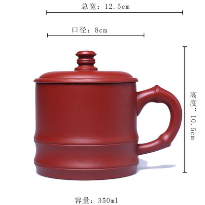 350cc Handmade Purple Clay Dragon Tea Mug Household Personal Tea Cup Raw Ore Purple Sand Covered Cup with Handle Exquisite Gifts