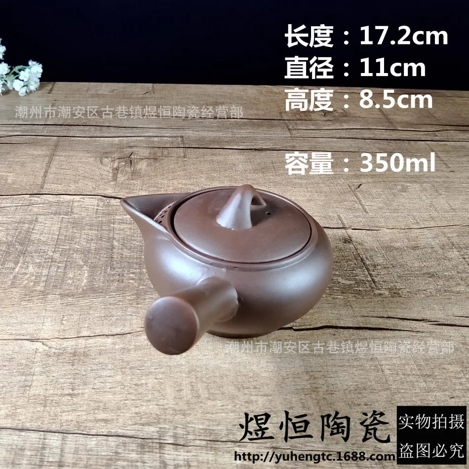 350cc Japanese Style Purple Clay Handmade Tea Pot Chinese Set Creative Office Kung Fu Kettle Ceramic Side Handle Filter Teapot
