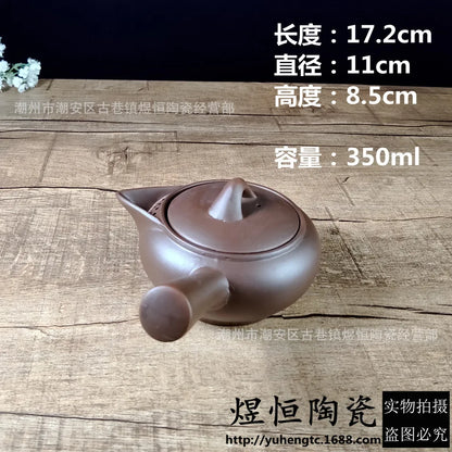 350cc Japanese Style Purple Clay Handmade Tea Pot Chinese Set Creative Office Kung Fu Kettle Ceramic Side Handle Filter Teapot