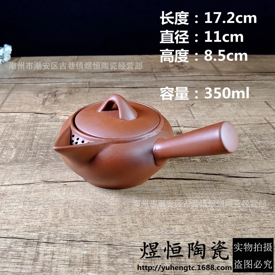350cc Japanese Style Purple Clay Handmade Tea Pot Chinese Set Creative Office Kung Fu Kettle Ceramic Side Handle Filter Teapot