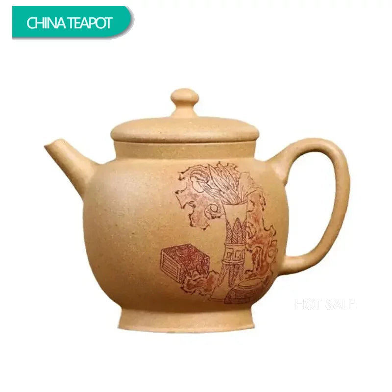 120ml Yixing Purple Clay Teapots Famous Artists Handmade Small Capacity Tea Pot Raw Ore Section Mud Kettle Chinese Zisha Tea Set