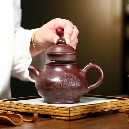 350ml Chinese Yixing Purple Clay Teapots Large Capacity Famous Artists Handmade Tea Pot Raw Ore Beauty Kettle Zisha Tea Set