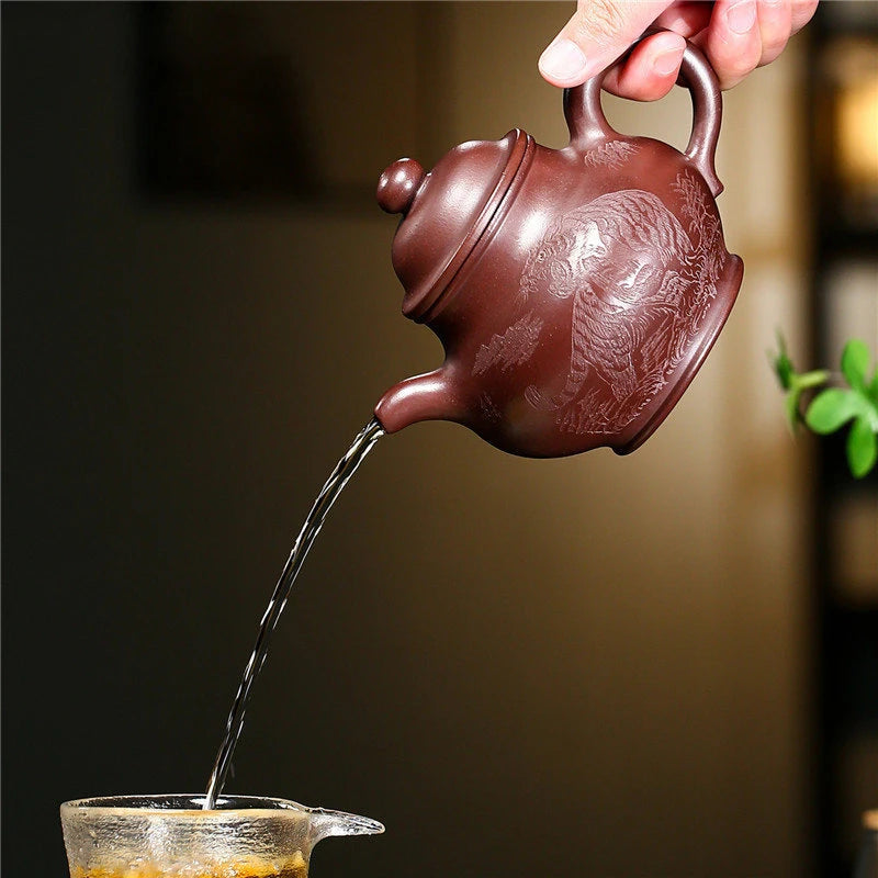 350ml Chinese Yixing Purple Clay Teapots Large Capacity Famous Artists Handmade Tea Pot Raw Ore Beauty Kettle Zisha Tea Set