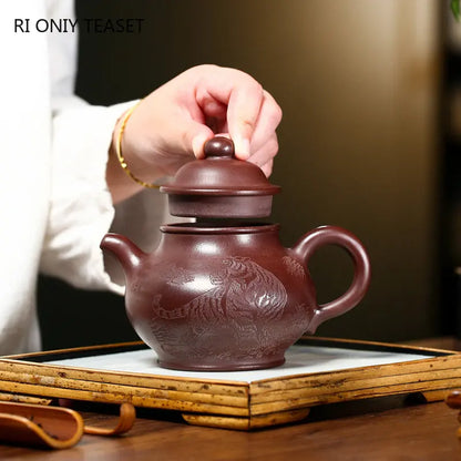 350ml Chinese Yixing Purple Clay Teapots Large Capacity Famous Artists Handmade Tea Pot Raw Ore Beauty Kettle Zisha Tea Set