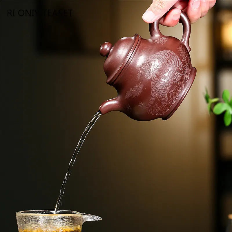 350ml Chinese Yixing Purple Clay Teapots Large Capacity Famous Artists Handmade Tea Pot Raw Ore Beauty Kettle Zisha Tea Set