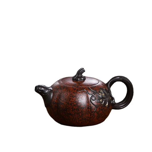 350ml Master Handmade Yixing Purple Clay Teapot Dragon Pattern Xishi Ball Hole Filter Kettle Chinese Teaware Zisha Tea Pot