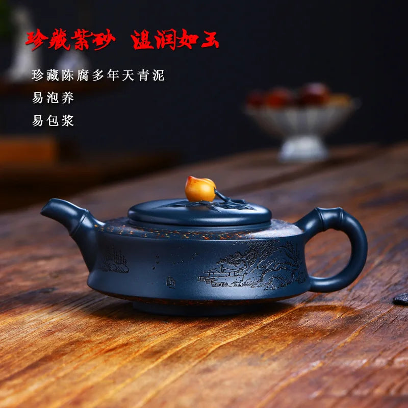 350ml Yixing Tianqing Clay Xiantao Purple Clay Pot Handmade Household Puer Kung Fu Teaset Tea Ceremony Drinkware Customized Gift