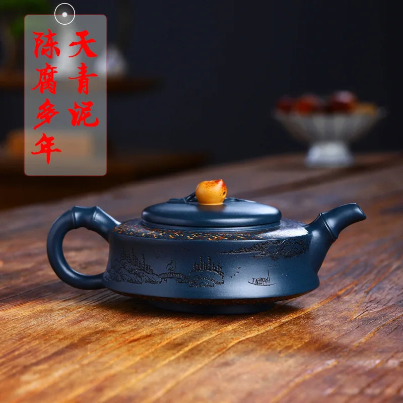 350ml Yixing Tianqing Clay Xiantao Purple Clay Pot Handmade Household Puer Kung Fu Teaset Tea Ceremony Drinkware Customized Gift