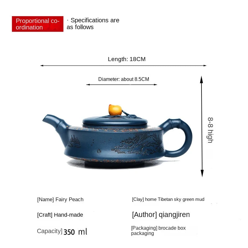 350ml Yixing Tianqing Clay Xiantao Purple Clay Pot Handmade Household Puer Kung Fu Teaset Tea Ceremony Drinkware Customized Gift
