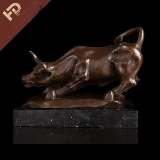 35CM # Company OFFICE efficacious Mascot crafts stock market cattle Good luck FENG SHUI brass Fortune cattle statue Sculpture