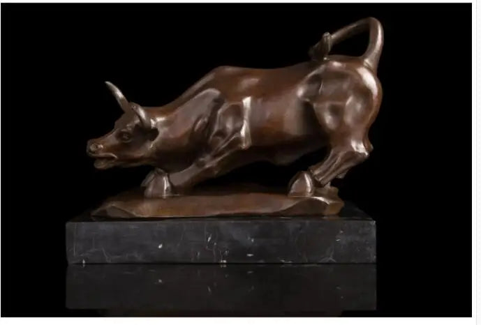 35CM # Company OFFICE efficacious Mascot crafts stock market cattle Good luck FENG SHUI brass Fortune cattle statue Sculpture