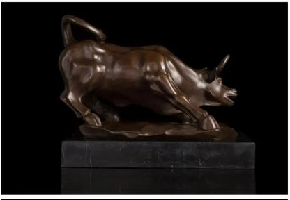 35CM # Company OFFICE efficacious Mascot crafts stock market cattle Good luck FENG SHUI brass Fortune cattle statue Sculpture