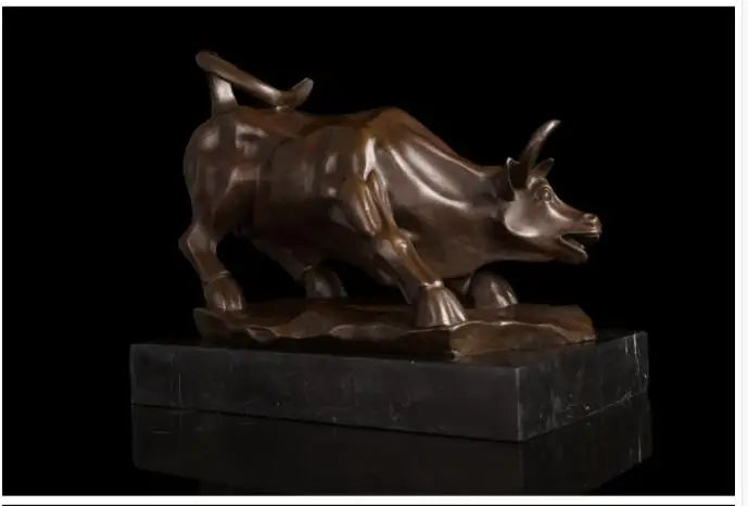 35CM # Company OFFICE efficacious Mascot crafts stock market cattle Good luck FENG SHUI brass Fortune cattle statue Sculpture