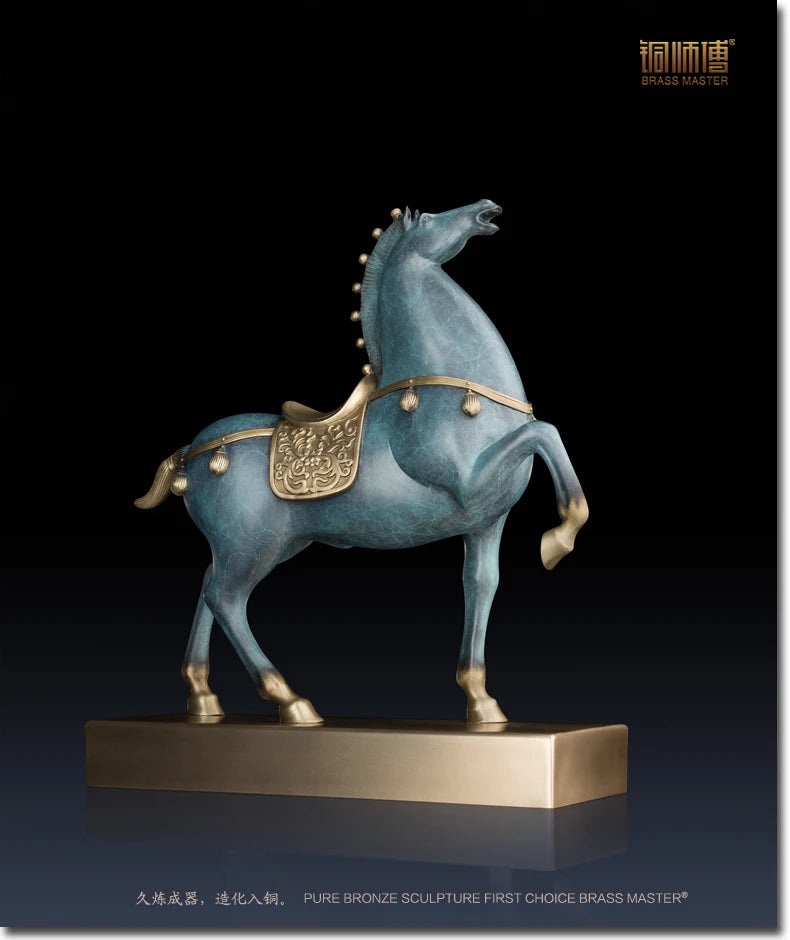 35CM large # Unique business ART statue # home office auspicious efficacious Talisman # color Brass Horse statue