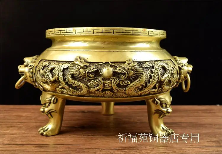 35CM large home company  Porch lobby Temple efficacious Protection Mascot thriving business bronze dragon DING FENG SHUI art