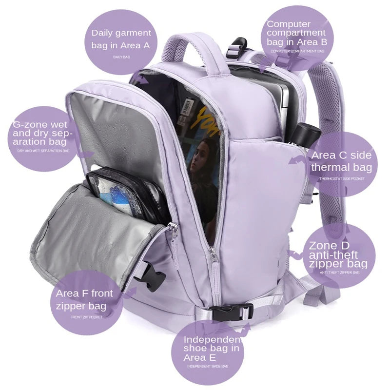 35L Travel Bag Multifunctional Backpack Shoulder Bags Women Waterproof USB Charging Laptop Backpack mochilas with Shoes Pocket