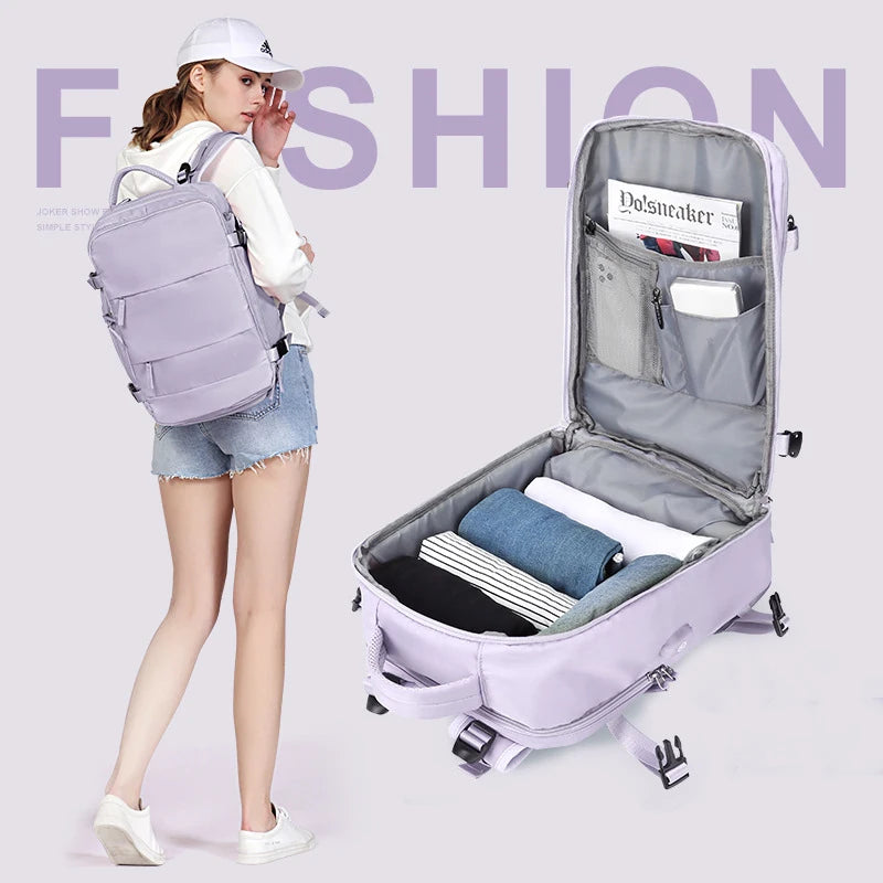 35L Travel Bag Multifunctional Backpack Shoulder Bags Women Waterproof USB Charging Laptop Backpack mochilas with Shoes Pocket