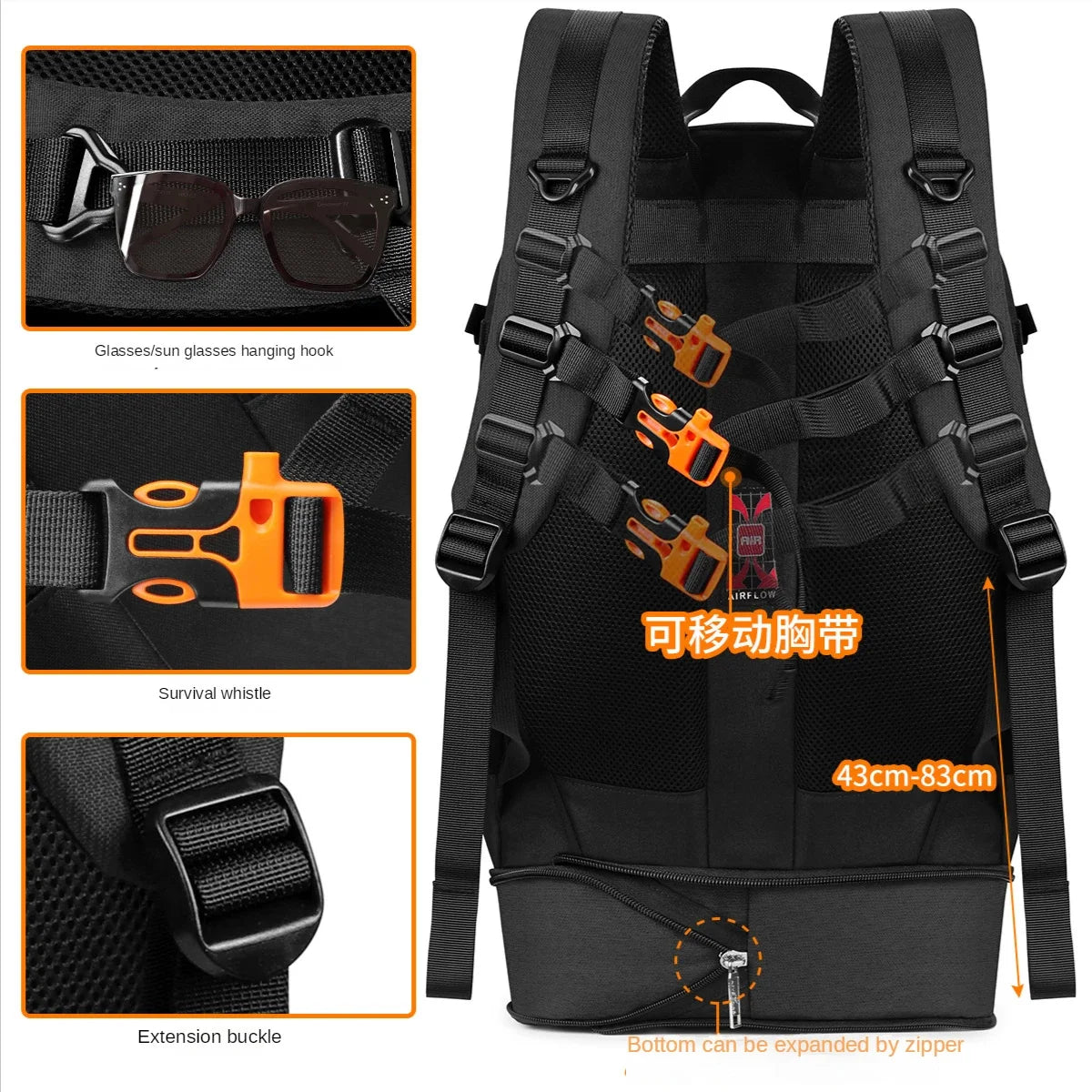 35L Unisex Men Large Capacity Outdoor with LuminousTravel Pack Sports Trekking Hiking Climbing Backpack for Male