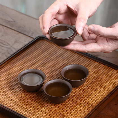 35cc  Antique Purple Clay Tea Cup Handmade Portable Small Tea Bowl Household Personal Single Cup Chinese Zisha Tea Set