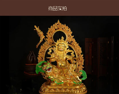 35cm large # GOOD -Buddhism efficacious  Money Drawing Martial god of wealth Nepal Gold-plated Vaisravana  Vessavana statue