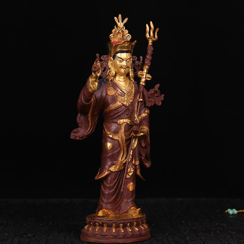 35cm tall  # GOOD # Buddhist disciple efficacious Protection Guru Rinpoche Padmasambhava Gold-plated brass Buddha statue
