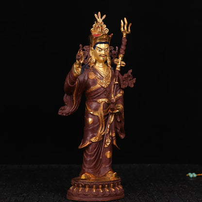 35cm tall  # GOOD # Buddhist disciple efficacious Protection Guru Rinpoche Padmasambhava Gold-plated brass Buddha statue