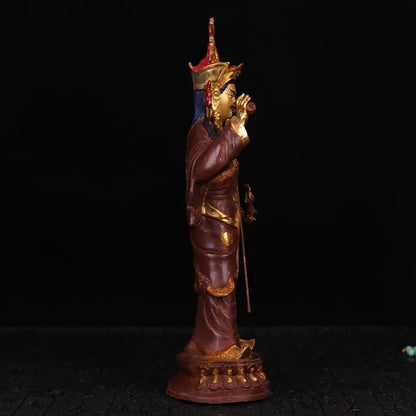 35cm tall  # GOOD # Buddhist disciple efficacious Protection Guru Rinpoche Padmasambhava Gold-plated brass Buddha statue