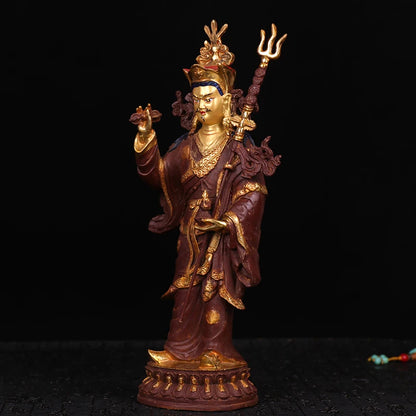 35cm tall  # GOOD # Buddhist disciple efficacious Protection Guru Rinpoche Padmasambhava Gold-plated brass Buddha statue