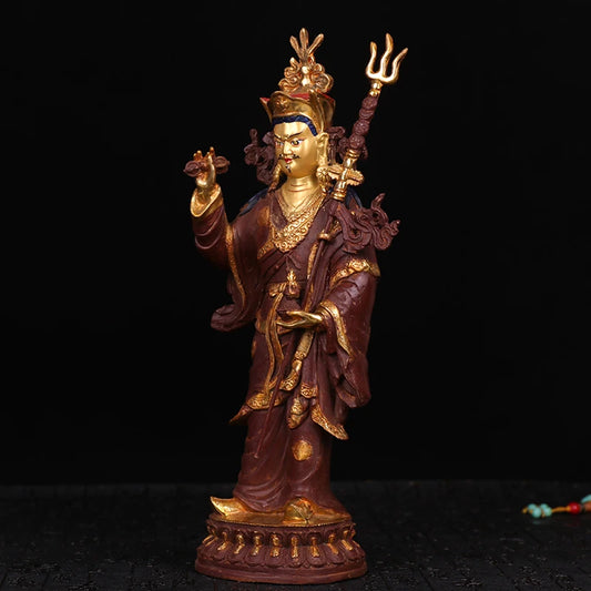35cm tall  # GOOD # Buddhist disciple efficacious Protection Guru Rinpoche Padmasambhava Gold-plated brass Buddha statue