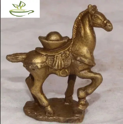 Chinese Brass Running Yuan Bao On Horse Animal Statue Sculpture