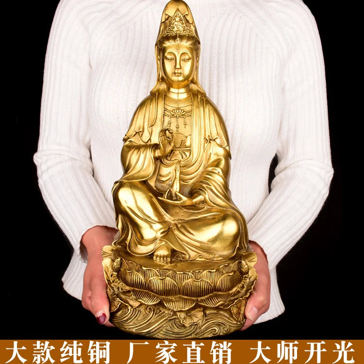 36 CM Large #bless family Safety Health luck Talisman #home FENG SHUI efficacious Protection  Guanyin Bodhisattva Brass statue