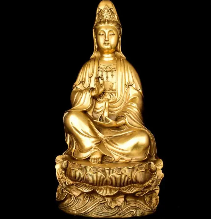 36 CM Large #bless family Safety Health luck Talisman #home FENG SHUI efficacious Protection  Guanyin Bodhisattva Brass statue