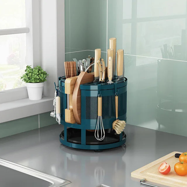 360 °rotation Knife Holder Stand for Knives kitchen Multifunctional Metal Stands for Cutlery Utensil Inserted Block Storage Tank