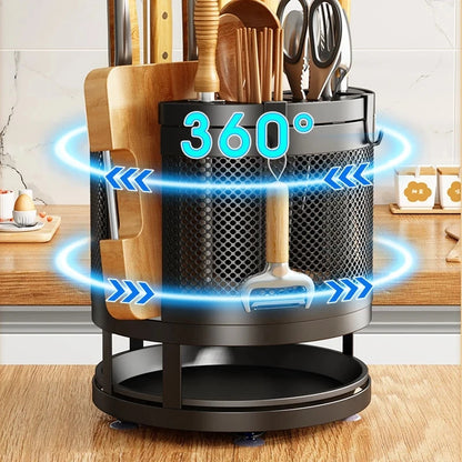 360 °rotation Knife Holder Stand for Knives kitchen Multifunctional Metal Stands for Cutlery Utensil Inserted Block Storage Tank