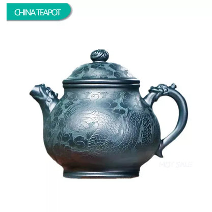 280ml Yixing High-end Purple Clay Teapots Master Hand-carved Dragon Pattern Tea Pot Beauty Kettle Zisha Tea Set Collection Gifts