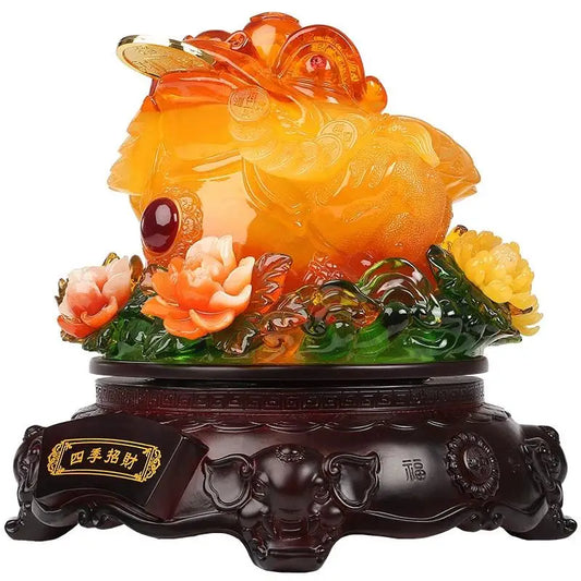 360degree rotationLuck Feng shui toad decoration cash desk business Hotel home decoration golden cicada mascot statue home decor