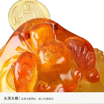 360degree rotationLuck Feng shui toad decoration cash desk business Hotel home decoration golden cicada mascot statue home decor