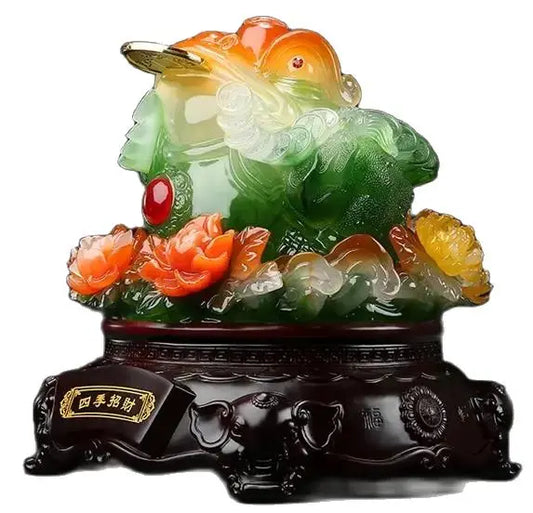 360degree rotationLuck Feng shui toad decoration cash desk business Hotel home decoration golden cicada mascot statue home decor