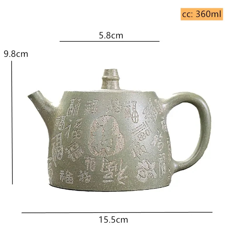 360ml Chinese Yixing Purple Clay Teapot Bean Green Mud Beauty Tea Pot Traditional Tea Accessories Home Zisha Filter Kettle Gifts