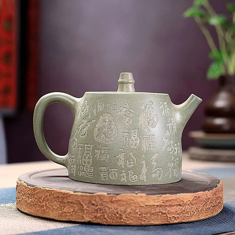 360ml Chinese Yixing Purple Clay Teapot Bean Green Mud Beauty Tea Pot Traditional Tea Accessories Home Zisha Filter Kettle Gifts