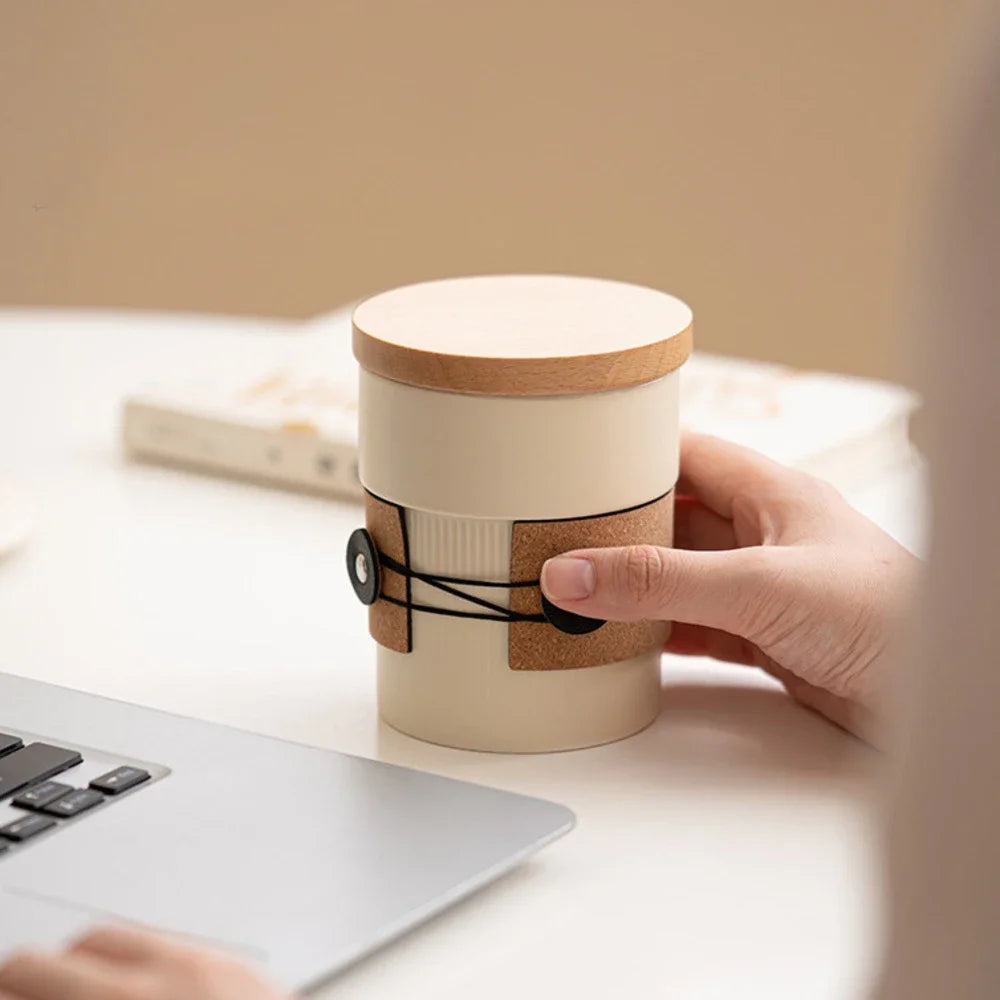 360ml Cream Yellow Half Cut Brewing Tea Cup Anti Scalding Water Coffee Mug Ceramic Milk Cup Office Mug with Strainer Drinkware