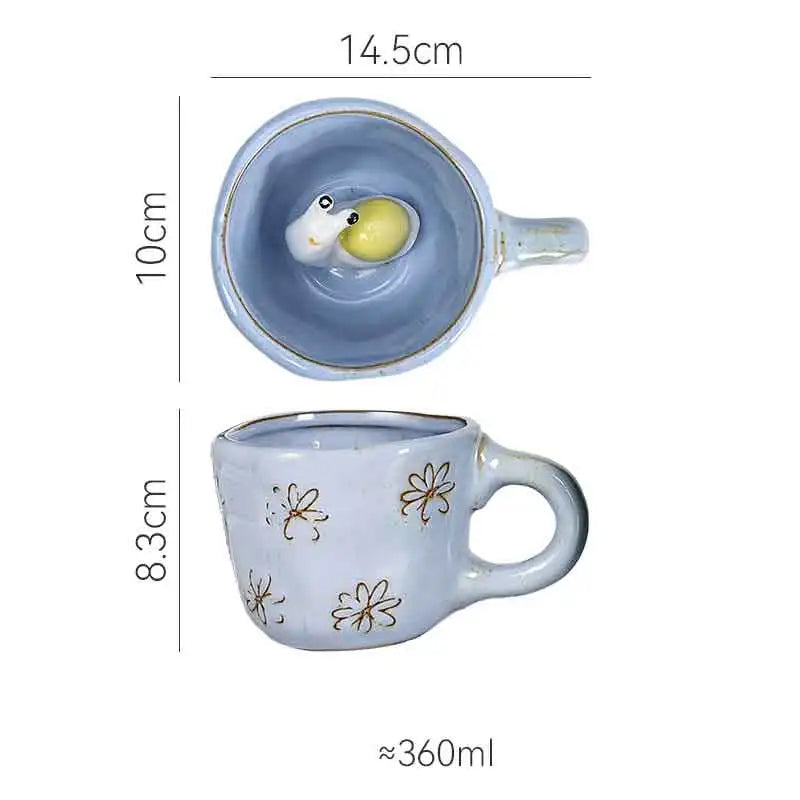 360ml Creative Cute Handmade 3D Snail Daisy Dog Cat Coffee Mugs Ceramic Funny Cartoon Animal Tea Milk Cups Unique Birthday Gift